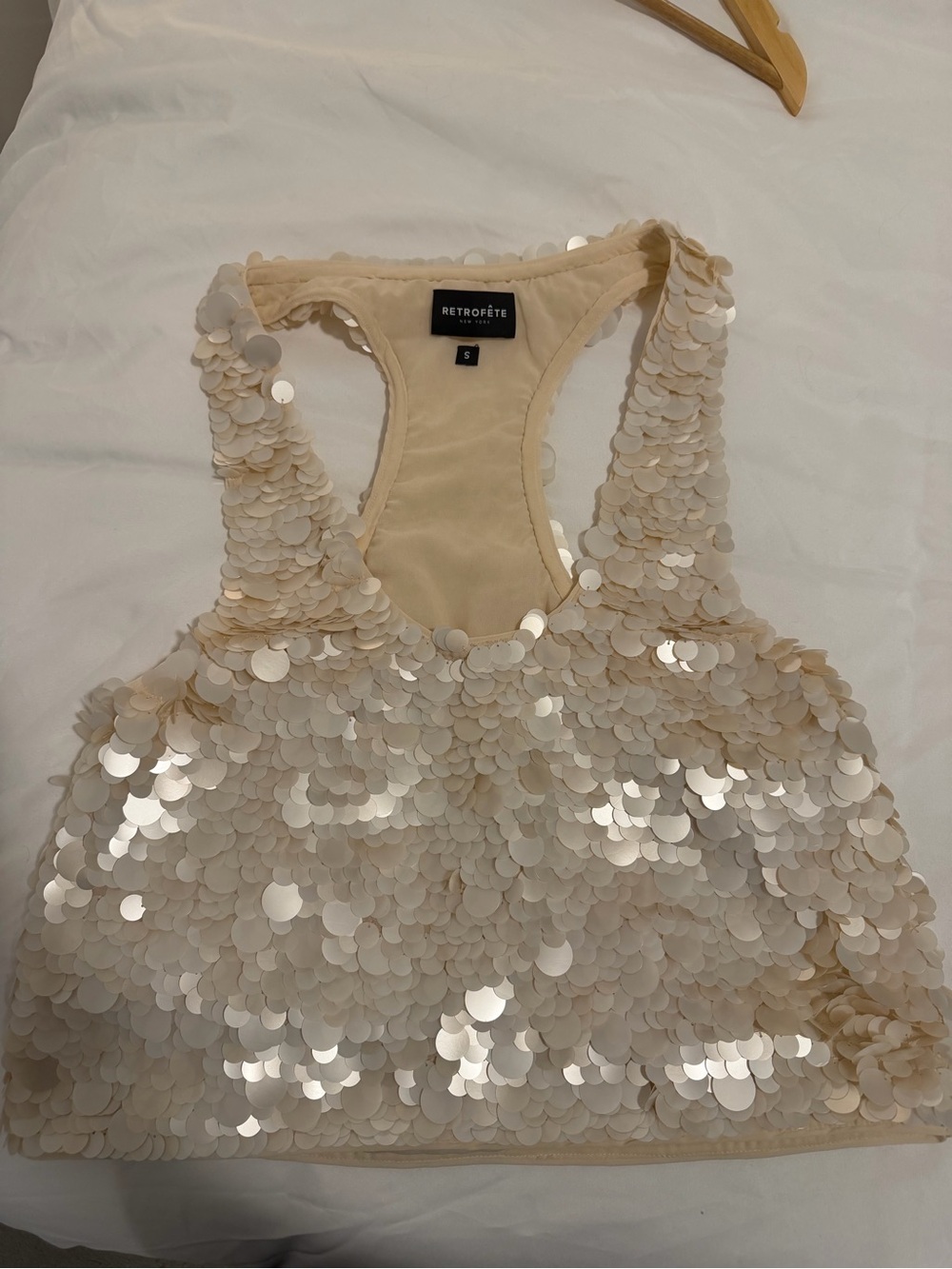 Retrofete Ivory Sequin Racerback Crop